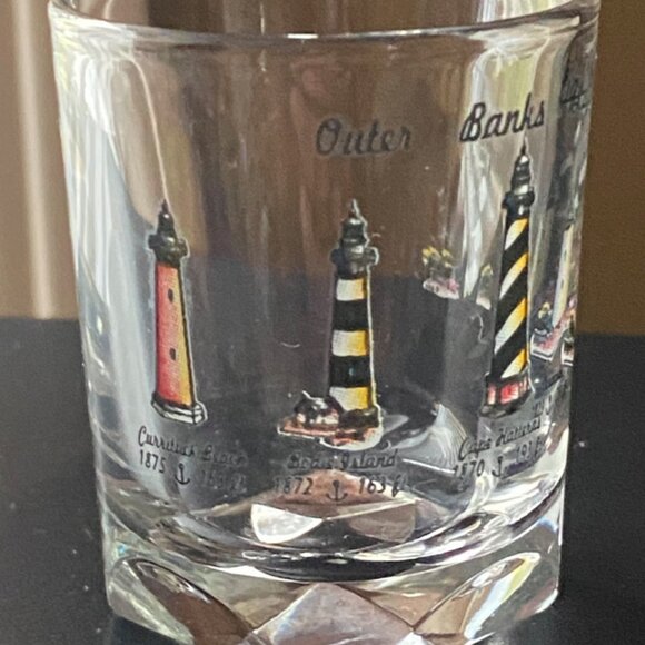 Outer Banks Lighthouses With Beveled Glass Bottom Clear Shot Glass - Picture 2 of 10